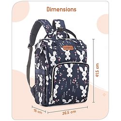 Babyhug Multifunctional Diaper Backpack Bunny Print- Navy Blue