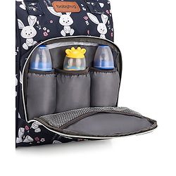 Babyhug Multifunctional Diaper Backpack Bunny Print- Navy Blue