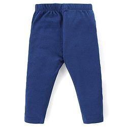 Babyhug Cotton Lycra  Knit Full Length Legging with Text Print - Navy Blue