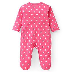 Babyhug Cotton Knit Full Sleeves Sleep Suits With Floral & Butterfly Print Pack Of 2 - Pink & Light Pink