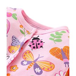 Babyhug Cotton Knit Full Sleeves Sleep Suits With Floral & Butterfly Print Pack Of 2 - Pink & Light Pink