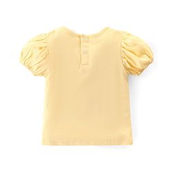 Babyhug Cotton Knit Half Sleeves Top & Denim Skirt Set With Unicorn Print - Yellow