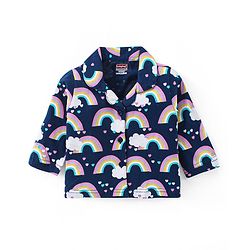 Babyhug Cotton Knit Full Sleeves Night Suit With Rainbow Print - Navy