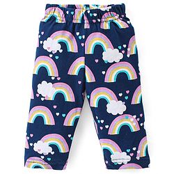 Babyhug Cotton Knit Full Sleeves Night Suit With Rainbow Print - Navy