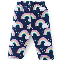 Babyhug Cotton Knit Full Sleeves Night Suit With Rainbow Print - Navy