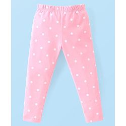 Babyhug Cotton Lycra Full Length Leggings With Floral & Polka Dots  Print Pack Of 3 - Navy Blue Red  & Pink