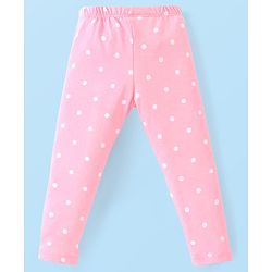 Babyhug Cotton Lycra Full Length Leggings With Floral & Polka Dots  Print Pack Of 3 - Navy Blue Red  & Pink