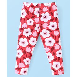 Babyhug Cotton Lycra Full Length Leggings With Floral & Polka Dots  Print Pack Of 3 - Navy Blue Red  & Pink