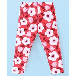 Babyhug Cotton Lycra Full Length Leggings With Floral & Polka Dots  Print Pack Of 3 - Navy Blue Red  & Pink