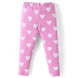 Babyhug Cotton Lycra Knit Full Length Leggings With Hearts & Floral Print Pack Of 2 - Pink & Navy