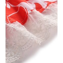 Babyhug Woven Half Sleeves Frock with Floral Print - Red & White