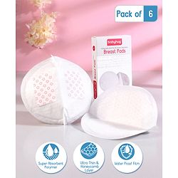 Babyhug 3D Contoured Disposable Breast Pads for Nursing Mothers Pack of 6 | Ultra Absorbent | Leak-Resistant | Absorption Pads | Ultra Thin | Discreet Fit |Breastfeeding pad|