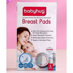 Babyhug 3D Contoured Disposable Breast Pads for Nursing Mothers Pack of 6 | Ultra Absorbent | Leak-Resistant | Absorption Pads | Ultra Thin | Discreet Fit |Breastfeeding pad|