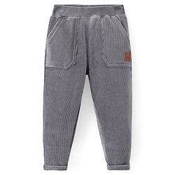 Babyhug Cotton Knit Full Length Corduroy Pant Solid Colour - Grey