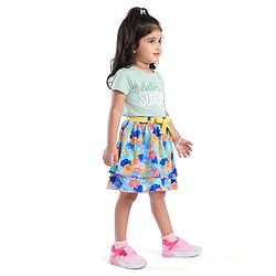 Babyhug Single Jersey Knit Knee Length Layered Floral Printed Skirt - Multicolor