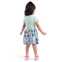 Babyhug Single Jersey Knit Knee Length Layered Floral Printed Skirt - Multicolor