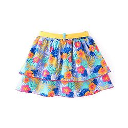 Babyhug Single Jersey Knit Knee Length Layered Floral Printed Skirt - Multicolor