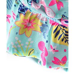 Babyhug Single Jersey Knit Knee Length Layered Floral Printed Skirt with Bow Applique - Multicolor
