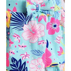 Babyhug Single Jersey Knit Knee Length Layered Floral Printed Skirt with Bow Applique - Multicolor