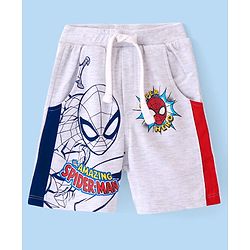 Babyhug Marvel Cotton Knit Above Knee Length Shorts With Spider Man Graphics - Grey