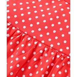 Babyhug Single Jersey Knit Sleeveless Frock With Polka Dot Print - Red