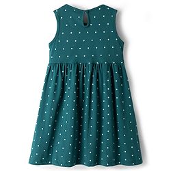 Babyhug Single Jersey Knit Sleeveless Frock With Polka Dot Print - Teal
