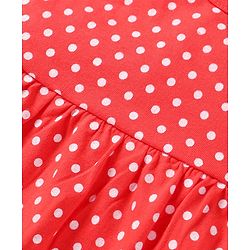 Babyhug Single Jersey Knit Sleeveless Frock With Polka Dot Print - Red