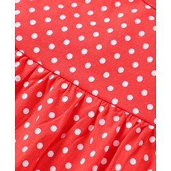 Babyhug Single Jersey Knit Sleeveless Frock With Polka Dot Print - Red