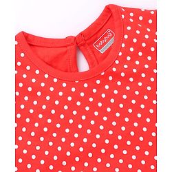 Babyhug Single Jersey Knit Sleeveless Frock With Polka Dot Print - Red