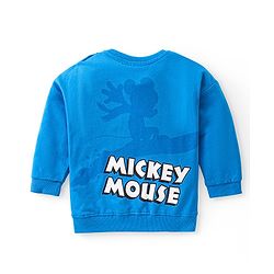 Babyhug Disney Cotton Knit Full Sleeves Sweatshirt & Lounge Pants Set With Mickey Mouse Front & Back Graphics - Blue