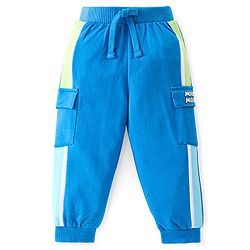 Babyhug Disney Cotton Knit Full Sleeves Sweatshirt & Lounge Pants Set With Mickey Mouse Front & Back Graphics - Blue