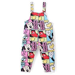 Babyhug Disney  Dungaree With Full Sleeves Top and Minnie Mouse & Friends All Over Print & Pocket Detailing - Pink