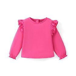 Babyhug Disney  Dungaree With Full Sleeves Top and Minnie Mouse & Friends All Over Print & Pocket Detailing - Pink