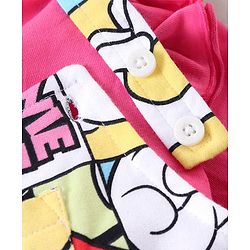 Babyhug Disney  Dungaree With Full Sleeves Top and Minnie Mouse & Friends All Over Print & Pocket Detailing - Pink