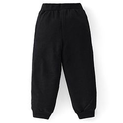 Babyhug Disney Terry Knit Drop Shoulder Full Sleeves Sweatshirt & Lounge Pants Set With Minnie Mouse Graphics & Cut & Sew Detailing - Black & Pink
