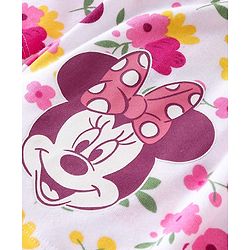Babyhug Disney Interlock Knit Full Sleeves Frock Onesie With Minnie Mouse Print- Multicolor