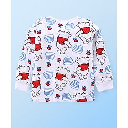 Babyhug Disney Knit Full Sleeves Winnie The Pooh Graphic T-Shirt Terry Dungaree Set & Applique Detailing Dungaree - Red