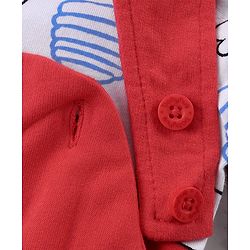 Babyhug Disney Knit Full Sleeves Winnie The Pooh Graphic T-Shirt Terry Dungaree Set & Applique Detailing Dungaree - Red