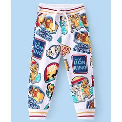 Babyhug Disney  Knit Full Length Lounge Pant with Lion King Print - White