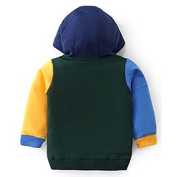 Babyhug Cotton Full Sleeves Hooded Sweatshirt With  Zipper & Skateboard Embossing - Multicolor