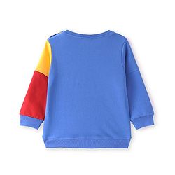 Babyhug Cotton Knit Full Sleeves Sweatshirt With Cut & Sew Design & Animal Applique - Multicolour