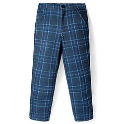 Babyhug Woven Full Sleeves Checkered 3 Piece Party Suit - Light Blue