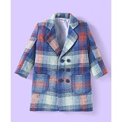 Babyhug Woven Solid T-Shirt & Jeans Set With Full Sleeves Checks Blazer - White