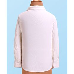 Babyhug Woven Full Sleeves Solid Color Party Suit with Shirt Waistcoat Trousers and Bow - White Rust Red