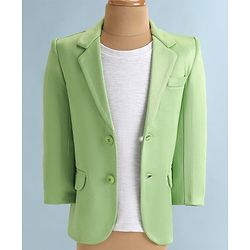Babyhug Woven  Full Sleeves Solid Blazer With T-Shirt - Green & White