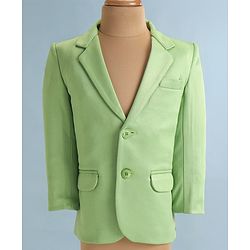 Babyhug Woven  Full Sleeves Solid Blazer With T-Shirt - Green & White
