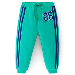 Babyhug Terry Knit Full Length Lounge Pant Numeric Print - Sea Green