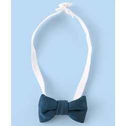 Babyhug Woven Full Sleeves Printed Shirt & Bottom Set With Cap & Suspenders - White & Teal Blue