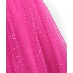 Babyhug Woven Ruffled Sleeves Party Dress With Bow Applique - Fuschia