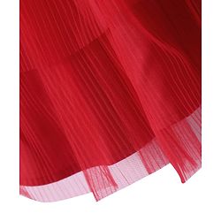 Babyhug Woven Sleeveless Tierred Party Frock with Bow Applique Solid Colour - Red